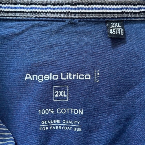 Men’s Shirt Button Front ANGELO LITRICO Cotton Shirt Blue Stripes All Over Shirt - Picture 6 of 6